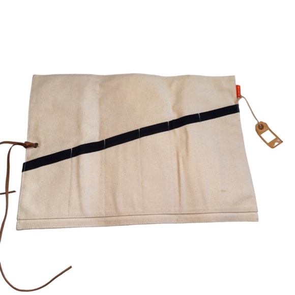 CB Station Canvas Multi Pocket Travel Roll Case Anchor Motif Tools Brushes - Picture 6 of 11